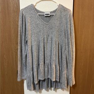 Cozy Gray Tiered Tunic Top